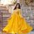 Yellow Faux Blooming Embroidered Gown with Heavy Zari   Sequins Work & Matching Sequins Dupatta