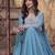 Sky Blue Star Georgette Beads & Sequins Embroidered Designer Gown