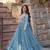 Sky Blue Star Georgette Beads & Sequins Embroidered Designer Gown