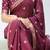 wine color shibori printed mull jacquard saree with unstitched blouse