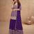 Purple embroidery & sequins   chinnon silk straight  palazzo  suit- free size stitched(size upto 42")
