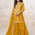 Yellow zari embroidery & sequence work  chinnon silk straight  palazzo  suit- free size stitched(size upto 42")