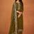 Olive green embroidered georgette straight cut salwar kameez for eid