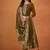 Olive green embroidered georgette straight cut salwar kameez for eid