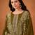 Olive green embroidered georgette straight cut salwar kameez for eid