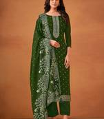 Green embroidered georgette straight cut eid wear salwar kameez