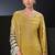 Yellow swarovski satin silk straight cut salwar kameez