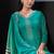 Sea green swarovski satin silk straight cut salwar kameez style