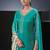 Sea green swarovski satin silk straight cut salwar kameez style