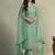 Green embroidered & jarkan organza chiffon straight cut salwar kameez for eid
