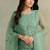 Green embroidered & jarkan organza chiffon straight cut salwar kameez for eid
