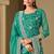 Rama green embroidered & swarovski organza straight cut salwar kameez for eid