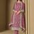 Light mauve embroidered & swarovski organza straight cut party wear salwar kameez