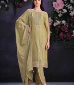 Beige embroidered & jarkan shimmer organza straight cut suits salwar kameez