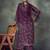 Purple embroidered & swarovski chiffon straight cut salwar kameez