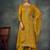Mustard embroidered & swarovski chiffon straight cut eid wear salwar kameez
