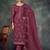 Maroon embroidered & swarovski chiffon straight cut suit
