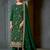 Green embroidered & hand work satin chiffon straight cut eid wear salwar kameez for women