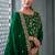 Green embroidered & hand work satin chiffon straight cut eid wear salwar kameez for women