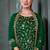 Green embroidered & hand work satin chiffon straight cut eid wear salwar kameez for women