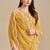 Yellow embroidered & swarovski organza chiffon straight cut salwar kameez