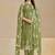 Green embroidered & swarovski organza chiffon straight cut salwar kameez