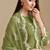 Green embroidered & swarovski organza chiffon straight cut salwar kameez