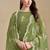 Green embroidered & swarovski organza chiffon straight cut salwar kameez