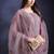 Purple embroidered & sequins organza chiffon straight cut salwar kameez