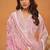 Pink chikankari viscose organza straight cut salwar kameez