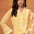 Yellow chikankari viscose organza straight cut eid wear salwar kameez