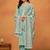 Sea green chikankari viscose organza straight cut salwar kameez for women
