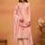 Peach chikankari viscose organza straight cut party wear salwar kameez