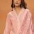 Peach chikankari viscose organza straight cut party wear salwar kameez