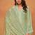 Sea green chikankari viscose organza straight cut salwar kameez for women