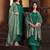 Green embroidered chinnon silk straight cut salwar kameez dubble dupatta