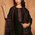 Black embroidered chinnon silk straight cut salwar kameez dubble dupatta