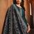 Petrol blue embroidered chinnon silk straight cut salwar kameez dubble dupatta