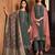 Sea green embroidered chinnon silk straight cut salwar kameez dubble dupatta