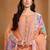 Peach embroidered & swarovski chiffon straight cut salwar kameez dubble dupatta