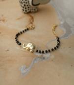 Gold-plated lucky baby elephant black beads nazariya bracelet