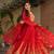 Red Faux Blooming Designer Gown with Heavy Embroidery, Zari   Sequins Work