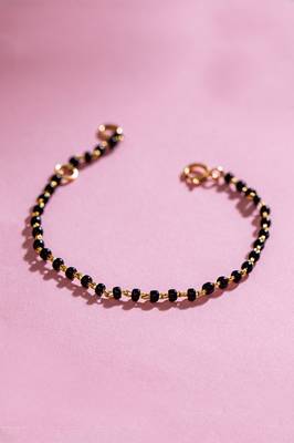 Gold-plated lucky baby elephant black beads nazariya bracelet 1
