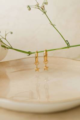 Gold-plated star twinkle hoop earring 1