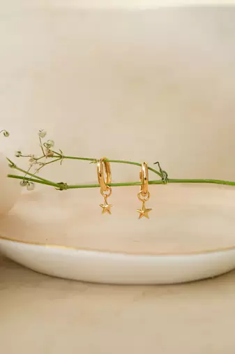 Gold-plated star twinkle hoop earring