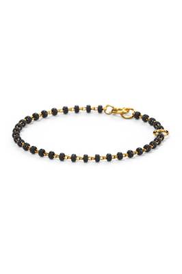 Gold-plated lucky baby elephant black beads nazariya bracelet 3