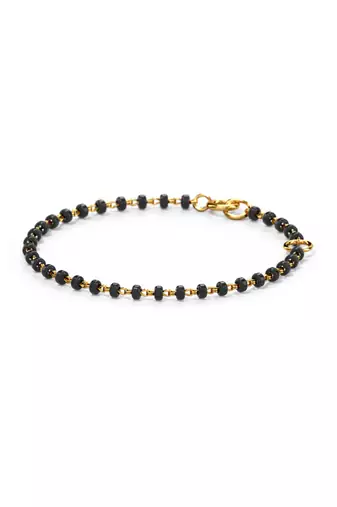 Gold-plated lucky baby elephant black beads nazariya bracelet