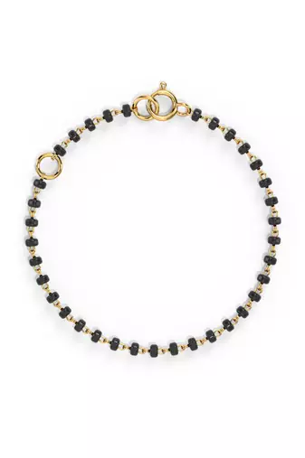 Gold-plated lucky baby elephant black beads nazariya bracelet