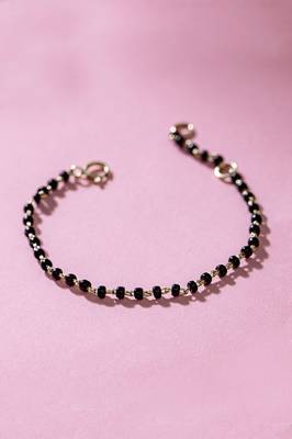 Rhodium-plated black beads nazariya bracelet 1