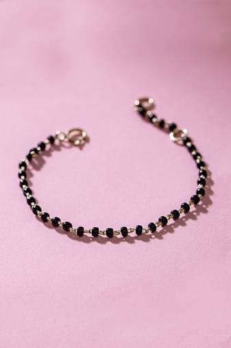 Rhodium-plated black beads nazariya bracelet